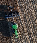 Aerial view of tractor in field